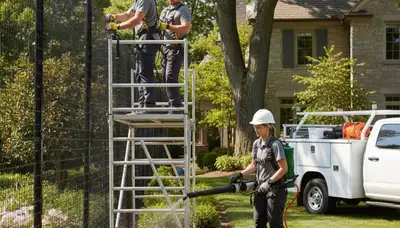 Philadelphia, PA arborist installing deer deterrent around trees and gardens for protection