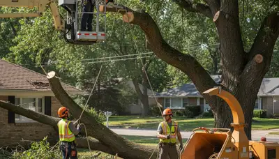 Emergency tree service crew in Philadelphia, PA responding to storm damage and fallen trees