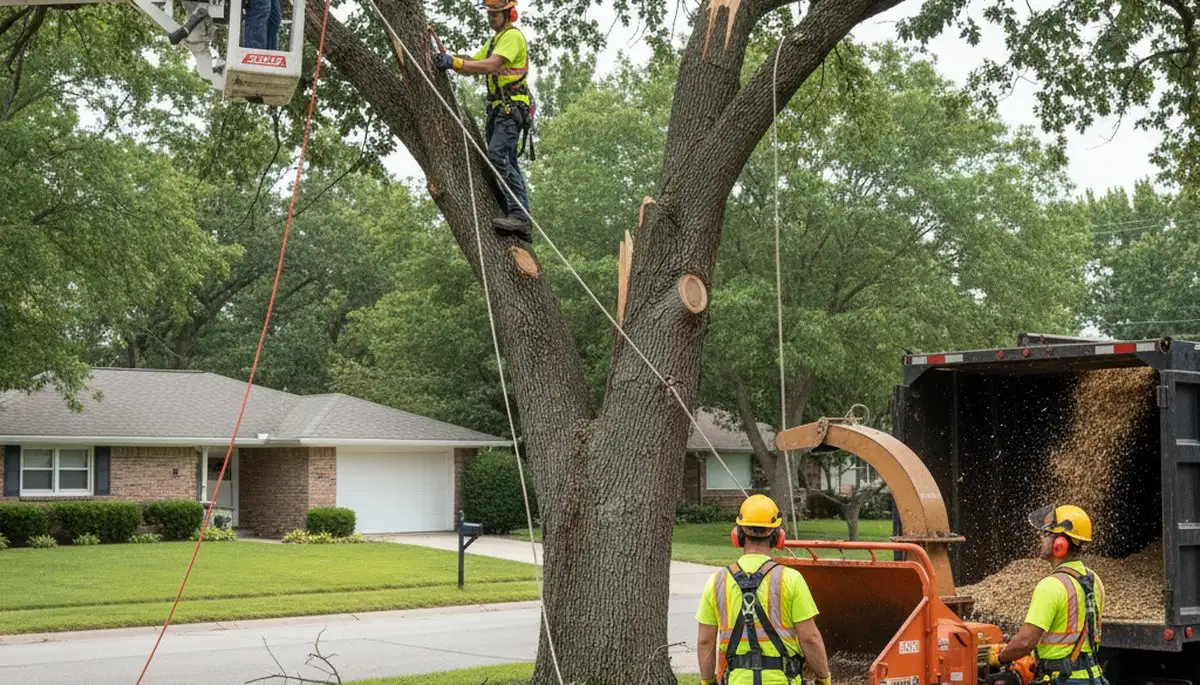 Emergency tree service crew handling storm damage in Philadelphia, PA