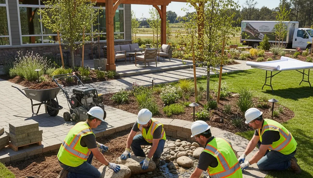 Philadelphia, PA arborist planning landscape design around trees for a residential property