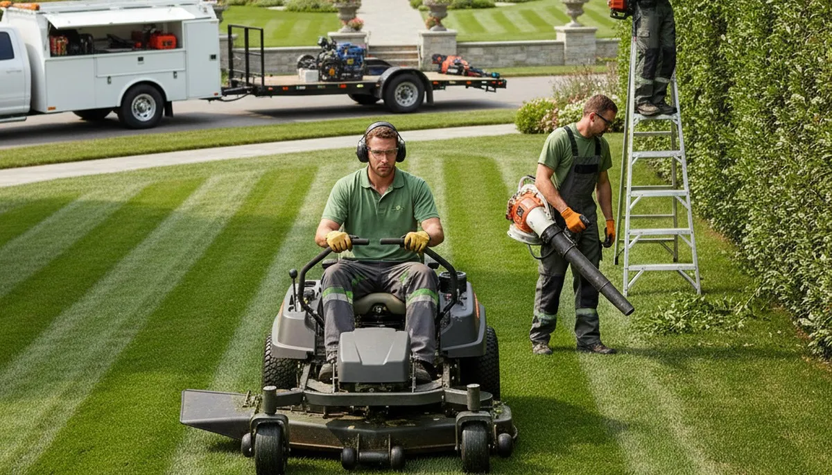Philadelphia, PA tree service crew providing lawn care and turf maintenance for local property care