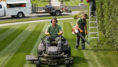 Philadelphia, PA tree service crew providing lawn care and turf maintenance for local property care