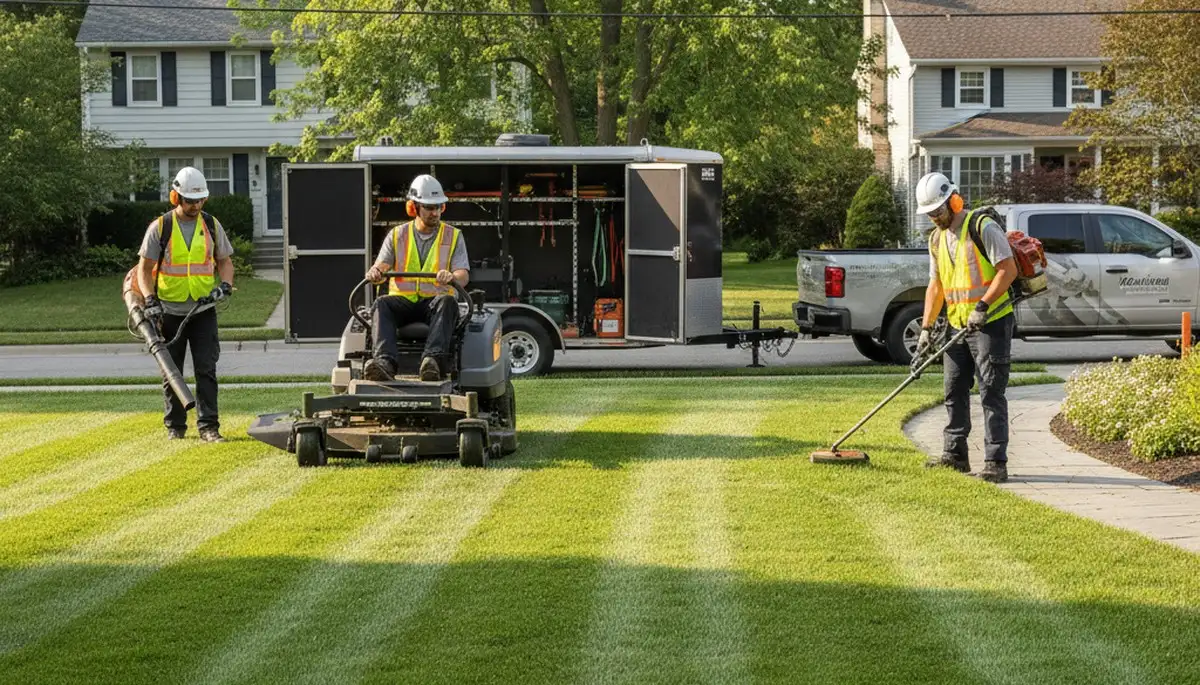 Philadelphia, PA tree service crew providing lawn care and seasonal property maintenance