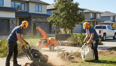Philadelphia, PA arborist removing overgrown shrubs for safe, efficient tree service cleanup