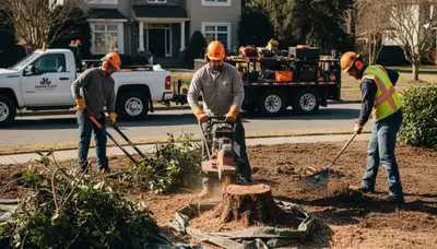 Philadelphia, PA arborist removing overgrown shrubs for safe, efficient shrub removal service
