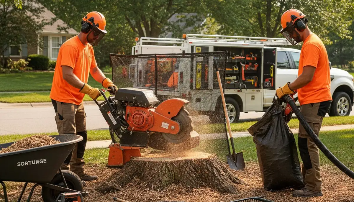 Philadelphia, PA stump removal crew clearing a yard and restoring usable space