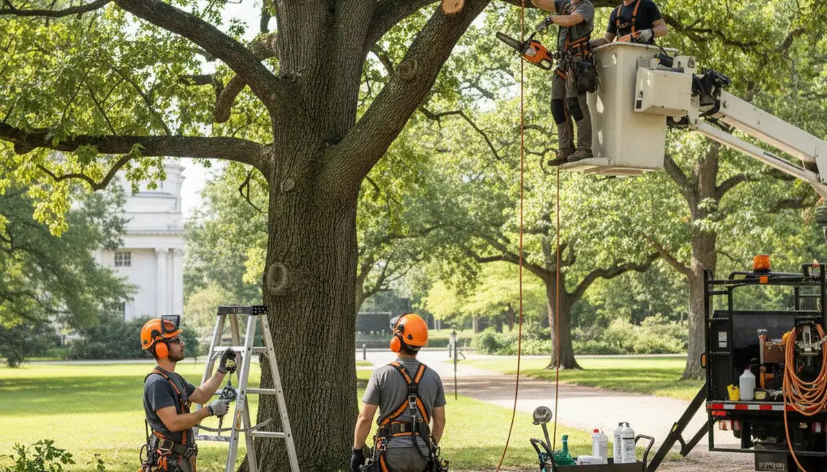 Philadelphia arborist treating diseased tree in Philadelphia, PA for fungal infection and tree decline