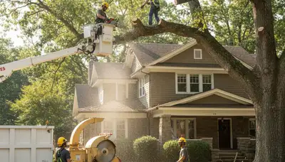 Tree service crew removing a tree in Philadelphia, PA