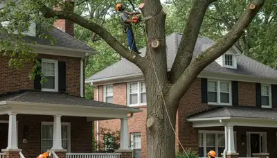 Professional tree removal service truck in Philadelphia, PA for safe tree cutting and cleanup
