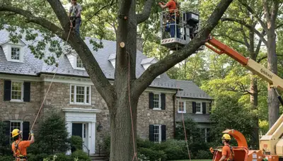 Tree service crew removing a tree in Philadelphia, PA