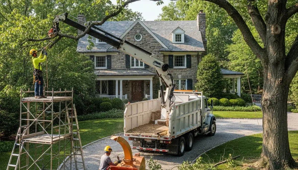Tree service crew in Philadelphia, PA removing a tree for safe, professional property protection