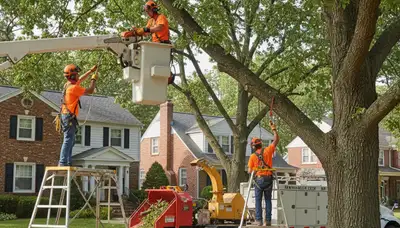 Tree service crew in Philadelphia, PA performing professional tree removal and cleanup