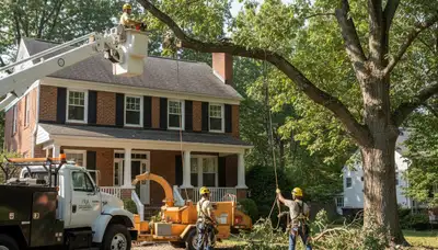 Tree service crew removing a tree in Philadelphia, PA
