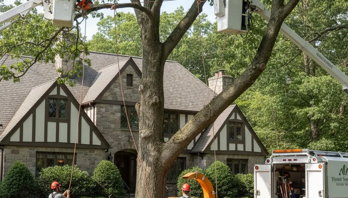 Philadelphia, PA tree service team removing a tree for safe residential property maintenance