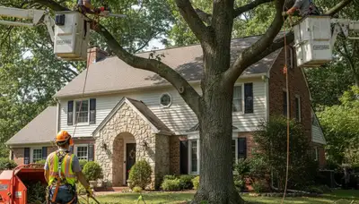 Tree service crew in Philadelphia, PA performing professional tree removal and cleanup