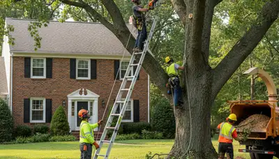 Tree service crew removing a tree in Philadelphia, PA