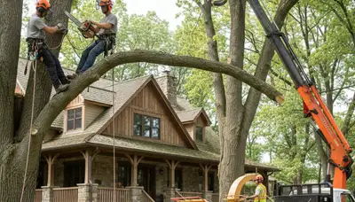Tree service crew removing a tree in Philadelphia, PA