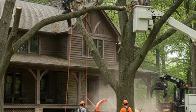 Tree service crew in Philadelphia, PA providing safe tree removal for a local property