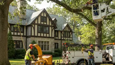 Tree service crew removing a tree in Philadelphia, PA