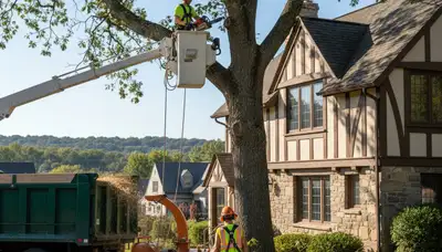 Tree service crew in Philadelphia, PA performing safe tree removal and cleanup