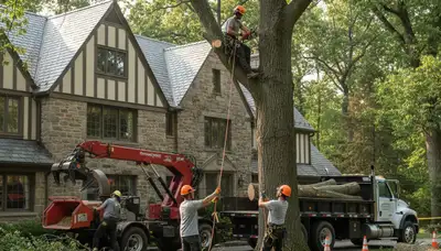 Tree service crew in Philadelphia, PA handling professional tree removal and cleanup